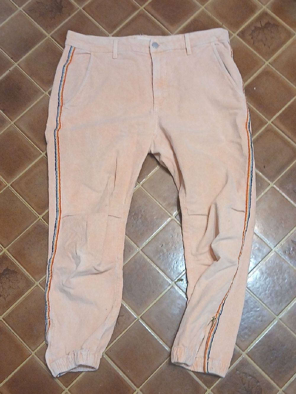 Sundry Vertical Stripe Zippered Jogger Corduroy Pants